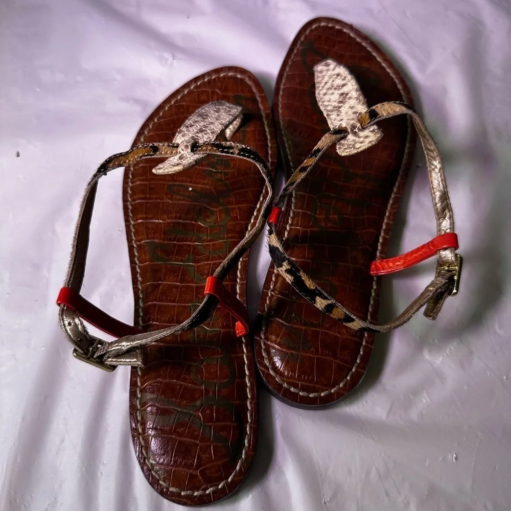 Sam Edelman Snakeskin and Red Sandals